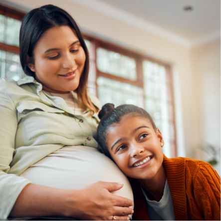girl with mother