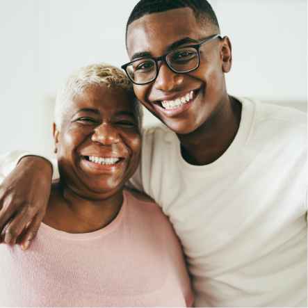 young man with grandmother